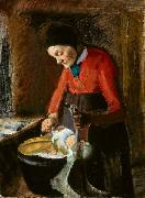 Anna Ancher Old Lene Plucking a Goose oil painting
